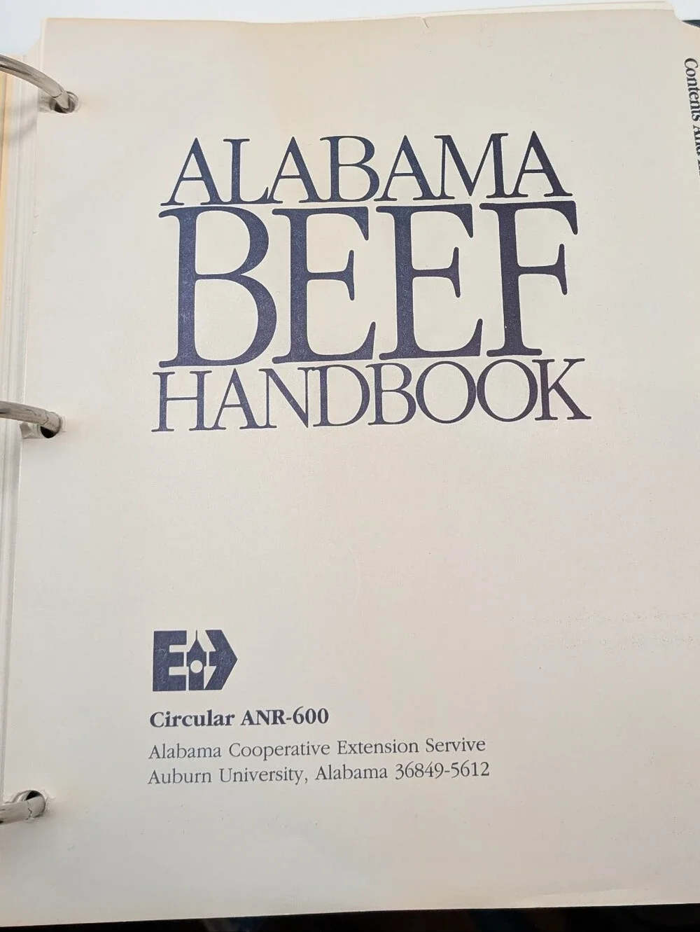 Vintage Alabama Beef Handbook - Circular ANR-600AL Cooperative Extension Service
